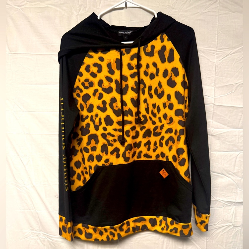 Simply Southern Collection, Womems Hoodie, Cheetah Print, Size L